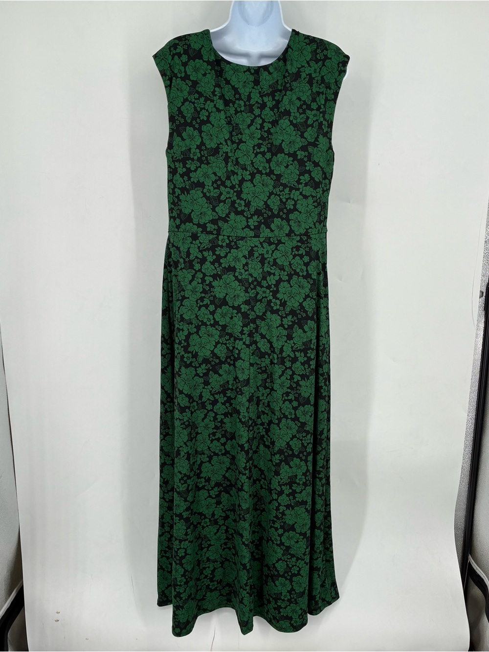 Meri Skye Plus Size 1X Ditsy Floral Green Black Maxi Dress Irish Pattys Day - Picture 6 of 6